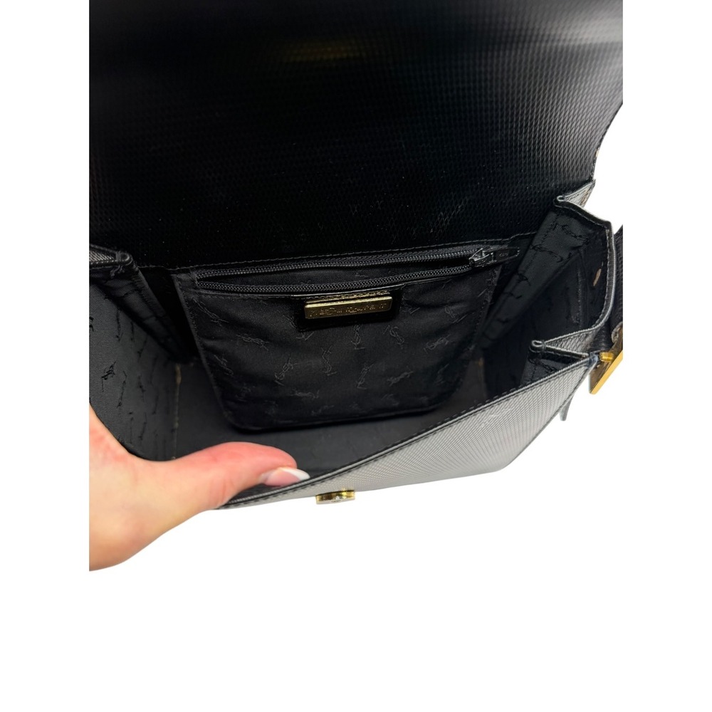 Yves Saint Laurent Vintage Shoulder Bag Black Textured Leather Luxury Retro - Picture 7 of 12